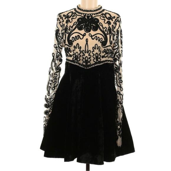 Free People Ginger Meadow Embroidered Velour Size 8 Dress - Picture 3 of 13